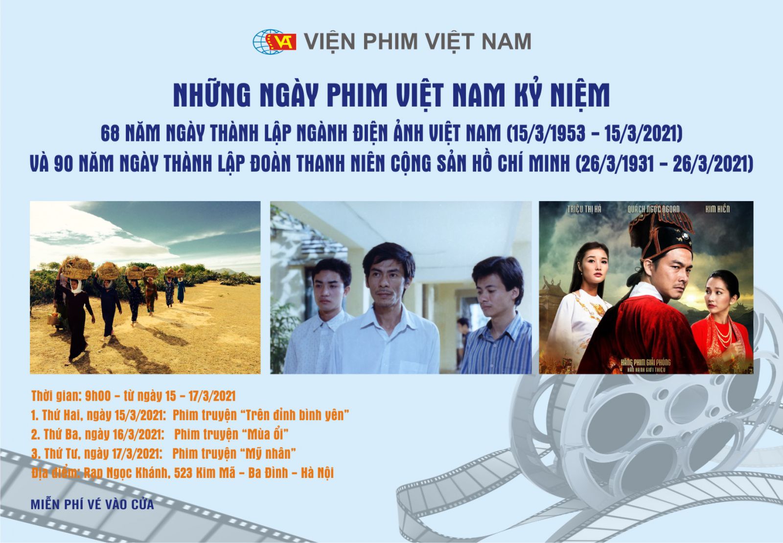 Chương trình chiếu phim điện ảnh: Những ngày phim Việt Nam kỷ niệm 46 năm ngày Giải phóng miền Nam, thống nhất đất nước (30/4/1975 – 30/4/2021)