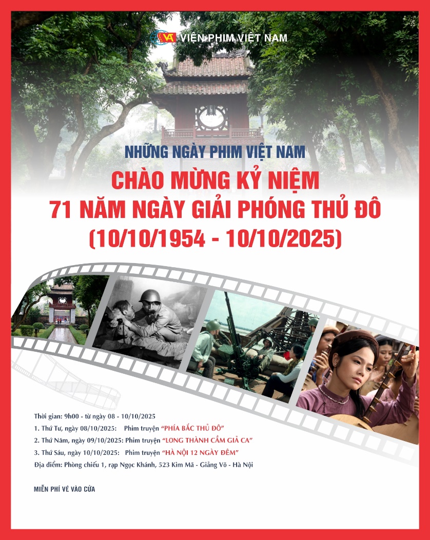 Phim Việt Nam kỷ niệm 71 năm Ngày Giải phóng Thủ đô (10/10/1954 - 10/10/2025)